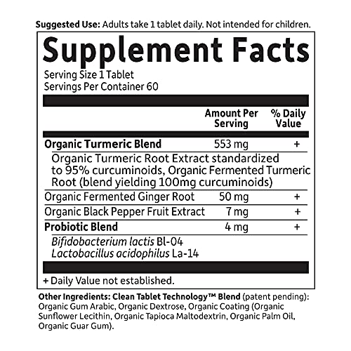 Garden of Life mykind Organics Extra Strength Turmeric Inflammatory Response 60 Tablets-100mg Curcumin (95% Curcuminoids) Black Pepper, Probiotics, Organic Non-GMO Vegan Gluten Free Herbal Supplement