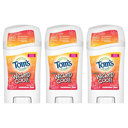 Tom's of Maine Aluminum-Free Wicked Cool! Natural Deodorant for Kids, Freestyle, 1.6 oz. 3-Pack (Packaging May Vary)