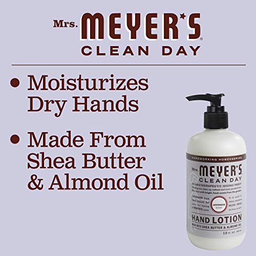 Mrs. Meyer's Hand Lotion for Dry Hands, Non-Greasy Moisturizer Made with Essential Oils, Lavender, 12 oz