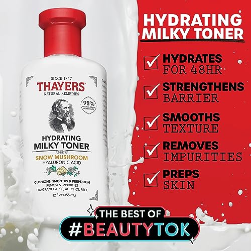 THAYERS Milky Hydrating Face Cleanser with Snow Mushroom and Hyaluronic Acid, Dermatologist Recommended Gentle Facial Wash and Hydrating Skincare for Dry and Sensitive Skin, Paraben Free, 8 FL Oz