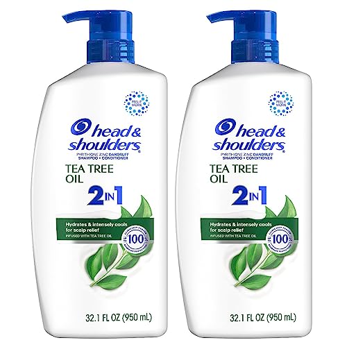 Head & Shoulders 2 in 1 Dandruff Shampoo and Conditioner, Anti-Dandruff Treatment, Tea Tree Oil for Daily Use, 32.1 oz Each, Twin Pack