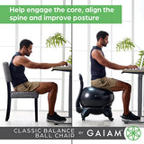 Gaiam 610-6002RTL Balance Ball Chair - Classic Yoga Ball Chair with 52cm Stability Ball, Pump & Exercise Guide for Home or Office, Black