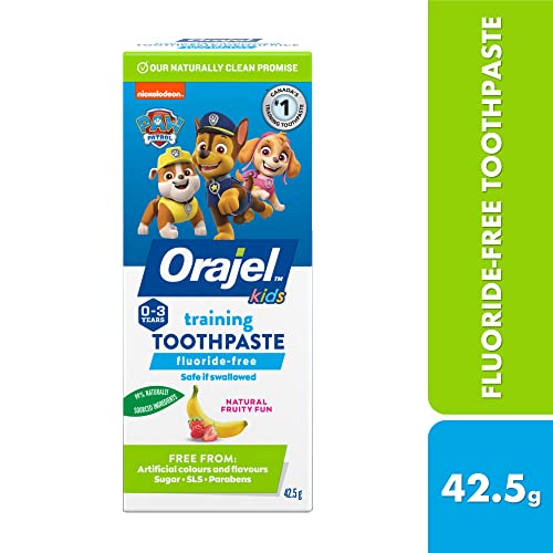 Orajel Kids Paw Patrol Fluoride-Free Training Toothpaste, Natural Fruity Fun Flavor, #1 Pediatrician Recommended , 1.5oz Tube