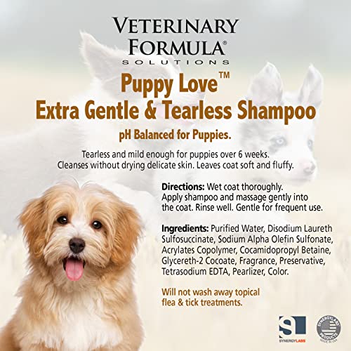 Veterinary Formula Solutions Puppy Love Extra Gentle Tearless Shampoo,17 oz – Safe for Puppies Over 6 Weeks –Puppy Shampoo with Fresh Scent,Long-Lasting Clean – Cleanses Without Drying Delicate Skin