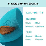 Real Techniques Miracle Airblend Sponge, Matte Makeup Blending Sponge, For Liquid, Cream, & Powder Products, Offers Medium To Full Coverage, Foundation Sponge, Packaging May Vary, 1 Count