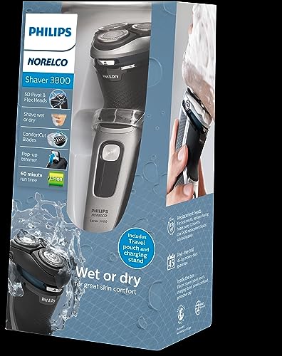 Philips Norelco Shaver 3500, Rechargeable Wet & Dry Electric Shaver with Pop-Up Trimmer and Storage Pouch, S3212/82