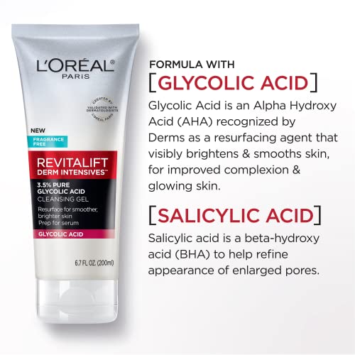 LOreal Paris Revitalift 3.5% Pure Glycolic Acid Brightening Cleansing Gel wth Salicylic Acid 6.7 fl oz