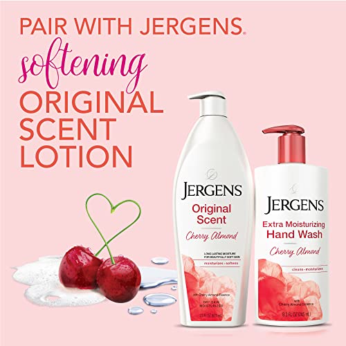 Jergens Extra Moisturizing Hand Soap, Liquid Hand Soap Refill Cherry Almond Scent, Hand Wash For Dry Hands, 16 Ounces