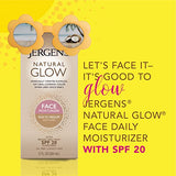 Jergens Natural Glow Self Tanner Face Moisturizer, SPF 20 Facial Sunscreen, Medium to Deep Skin Tone, Sunless Tanning, Oil Free, Broad Spectrum Protection UVA and UVB, 2 oz (Packaging May Vary)