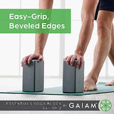 Gaiam Essentials Yoga Block (Set Of 2) - Supportive Foam Blocks - Soft Non-Slip Surface for Yoga, Pilates, Meditation - Easy-Grip Beveled Edges - Helps with Alignment and Motion - Black