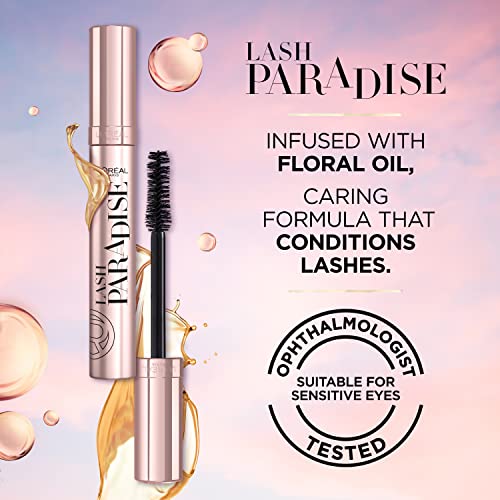 LOreal Paris Voluminous Makeup Lash Paradise Mascara, Voluptuous Volume, Intense Length, Feathery Soft Full Lashes, No Flaking, No Smudging, No Clumping, Blackest Black, 1 Count, Packaging May Vary