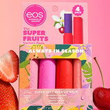 eos Super Soft Shea Lip Balm Sticks, Super Fruits Variety Pack, Strawberry Sorbet, Honey Apple, Cherry Vanilla, Summer Fruit, 4 Pack