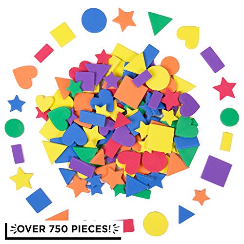 Horizon Group USA Assorted Foam Sticker Shapes, 750+ Stick-On Shapes in 6 Designs, Arts & Craft Materials for Home or School, Art Class Supplies, Assorted Craft Supplies for Kids & Adults