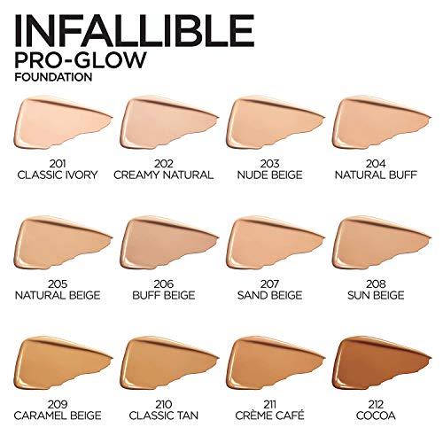 L’Oréal Paris Makeup Infallible Up to 24HR Pro-Glow Foundation, 202 Creamy Natural, 1 fl; oz.