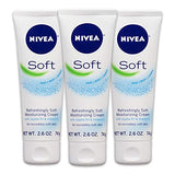 NIVEA Soft, Refreshingly Soft Moisturizing Cream, Body Cream, Face Cream, and Hand Cream, 3 Pack of 2.6 Oz Tubes