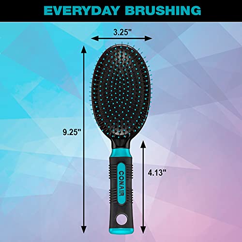 Conair Salon Results Hairbrush for Men and Women, Cushion Base Hairbrush for Everyday Brushing, Color May Vary, 1 Pack