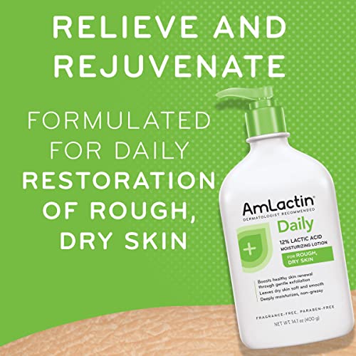 AmLactin Daily Moisturizing Lotion for Dry Skin – 7.9 oz Pump Bottles (Twin Pack) – 2-in-1 Exfoliator-Body Lotion with 12% Lactic Acid, Dermatologist-Recommended (Packaging May Vary)