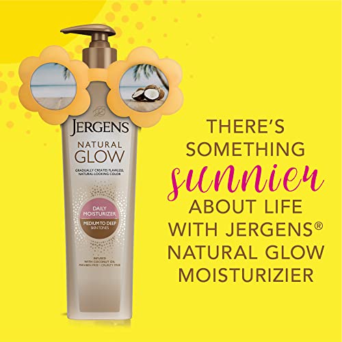 Jergens Natural Glow 3-Day Self Tanner for Medium to Deep Skin Tone, Sunless Tanning Daily Moisturizer, for Streak-free and Natural-Looking Color, 10 oz