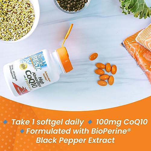 Doctor's Best High Absorption CoQ10 with BioPerine, Gluten Free, Naturally Fermented, Heart Health, Energy Production, 100 mg, 120 Count