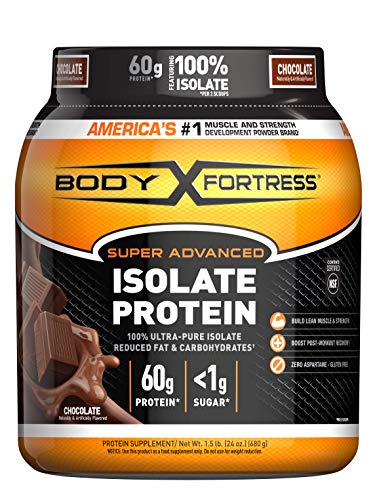 Body Fortress Super Advanced Isolate Protein Powder, Gluten Free, Vanilla Creme Flavored, 1.5 Lb