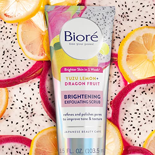 Bioré Brightening Exfoliating Scrub, 3.5 Fluid Ounces, to Exfoliate and Even Skin Tone, for All Skin Types