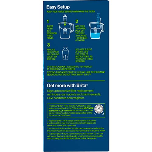 Brita Elite Water Filter Replacements for Pitchers and Dispensers, Reduces 99% of Lead from Tap Water, Lasts 6 Months, 2 Count