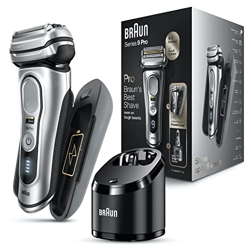 Braun Electric Razor for Men, Series 9 Pro 9465cc Wet & Dry Electric Foil Shaver with ProLift Beard Trimmer, Cleaning & Charging SmartCare Center, Noble Metal