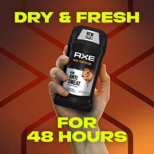 AXE Antiperspirant Stick For Men For Long Lasting Freshness Dark Temptation All Day Fresh Scent 48 Hour Anti Sweat Mens Deodorant 2.7oz 4 Count