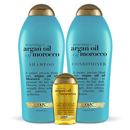 OGX Renewing + Argan Oil of Morocco Hydrating Hair Shampoo, Cold-Pressed Argan Oil to Help Moisturize, Soften & Strengthen Hair, Paraben-Free with Sulfate-Free Surfactants, 25.4 fl oz