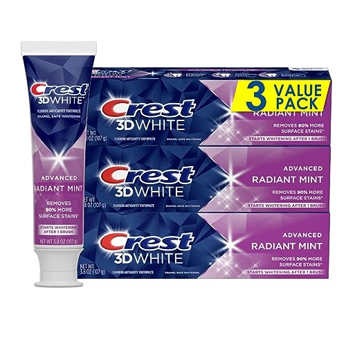 Crest 3D White Toothpaste, Advanced Luminous Mint, Teeth Whitening Toothpaste, 3.7 Oz (Pack of 4)