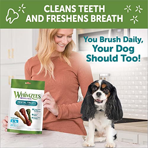 WHIMZEES by Wellness Brushing Dental Chews For Dogs, Grain-Free, Long Lasting Treats, Freshens Breath Medium Breed, 12 Count