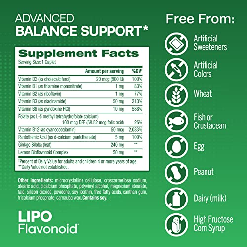 Lipo-Flavonoid Advanced Balance Support Daily Supplement, Helps Reduce The Risk of Vertigo Like Symptoms,Dizziness, Spinning and Swaying Related to Poor Inner Ear Health, 40 Caplets