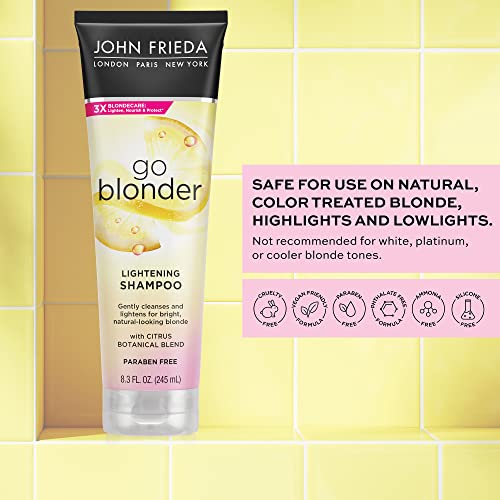 John Frieda Sheer Blonde Go Blonder Shampoo and Conditioner Set for Blonde Hair, Lightening Shampoo and Conditioner with Citrus and Chamomile, featuring our BlondMend Technology, 8.3 oz (2 Pack)