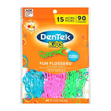 DenTek Kids Fun Flossers, Removes Food & Plaque, Wild Fruit Flavored Floss Picks, 75 Count, 6 Pack