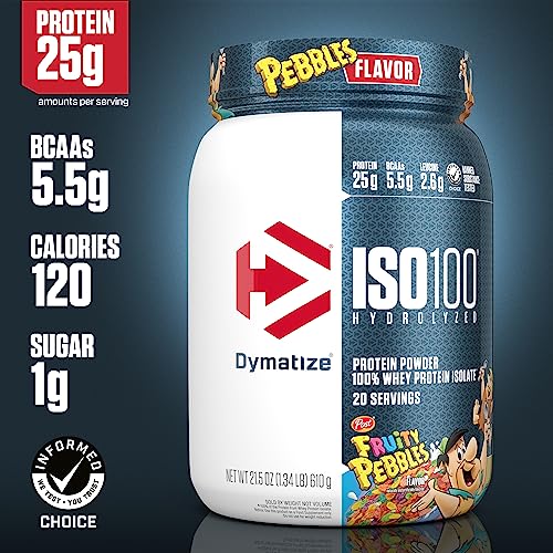 Dymatize ISO100 Hydrolyzed Protein Powder, 100% Whey Isolate Protein, 25g of Protein, 5.5g BCAAs, Gluten Free, Fast Absorbing, Easy Digesting, Strawberry, 20 Servings