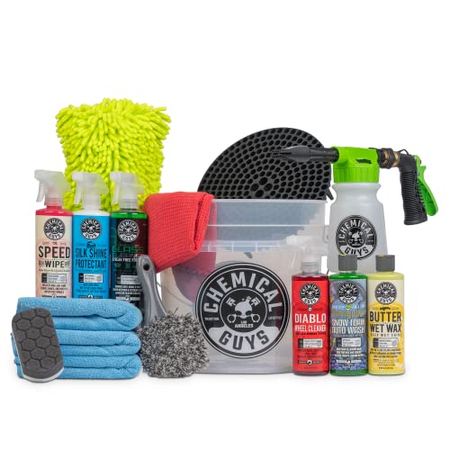 Chemical Guys HOL148 16-Piece Arsenal Builder Car Wash Kit with Foam Gun, Bucket and (6) 16 oz Car Care Cleaning Chemicals (Works w/Garden Hose)