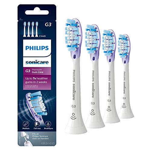 Philips Sonicare Genuine G3 Premium Gum Care Replacement Toothbrush Heads, 2 Brush Heads, White, HX9052/65