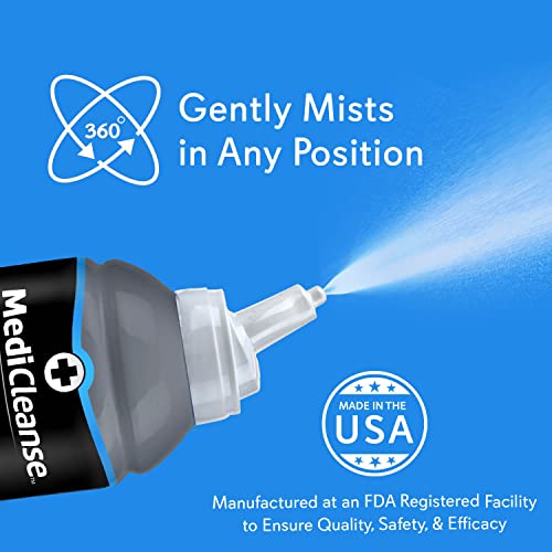 MediCleanse Sterile Saline Piercing Fine Mist Spray 7.5 Ounce, Pack of 2, All Natural, No Alcohol, Vegan Friendly, for Piercings and Tattoos - Made in USA