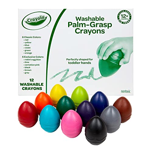 Crayola Toddler Crayons in Egg Shape (12ct), Jumbo Washable Crayons, Big Crayons For Toddlers, Toddler Toys, Nontoxic, Ages 1+, Multi