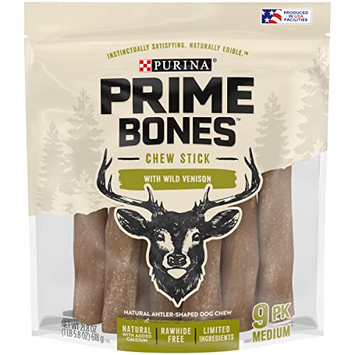 Purina Prime Bones Dog Bone, Made in USA Facilities, Natural Medium Dog Treats, Filled Chew With Pasture-Fed Bison - 6 ct. Pouch