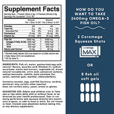 Coromega MAX High Concentrate Omega 3 Fish Oil, 2400mg Omega-3s with 3X Better Absorption Than Softgels, 30 Single Serve Packets, Citrus Burst Flavor; Anti Inflammatory Supplement with Vitamin D