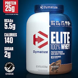 Dymatize Elite 100% Whey Protein Powder, 25g Protein, 5.5g BCAAs & 2.7g L-Leucine, Quick Absorbing & Fast Digesting for Optimal Muscle Recovery, Gourmet, 5 Pound Vanilla 80 Ounce