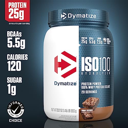 Dymatize ISO100 Hydrolyzed Protein Powder, 100% Whey Isolate Protein, 25g of Protein, 5.5g BCAAs, Gluten Free, Fast Absorbing, Easy Digesting, Strawberry, 20 Servings