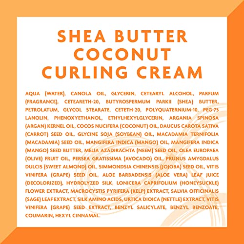 Cantu Coconut Curling Cream for Natural Hair with Pure Shea Butter, 12 oz (Pack of 2) (Packaging May Vary)