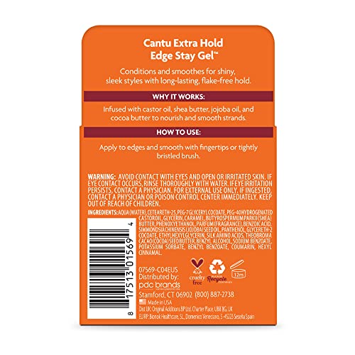 Cantu Extra Hold Edge Stay Gel with Shea Butter, 2.25 oz (Packaging May Vary)