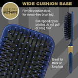 Conair Velvet Touch Travel Hairbrush, Hairbrush for Men and Women, Cushion Base Everyday Brushing with Soft-Touch Handle, Color May Vary, 1 Count