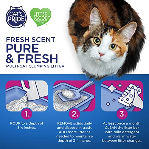 Cat's Pride Max Power: Bacterial Odor Control - Up to 10 Days of Powerful Odor Control - Strong Clumping - 99% Dust Free - Multi-Cat Litter, Scented, 15 Pounds