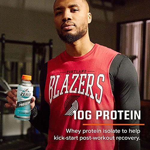 Gatorade Zero With Protein, 10g Whey Protein Isolate, Zero Sugar, vegetarian, Liquid Electrolytes, Cool Blue, 16.9 Fl Oz Bottle, 12 Pack