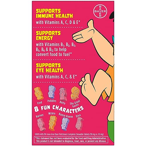 Flintstones Chewable Kids Multivitamin with + Extra Iron, Toddler & Kid Vitamins with Vitamin C, D, Vitamin B12 & Iron for Kids, 90 Count