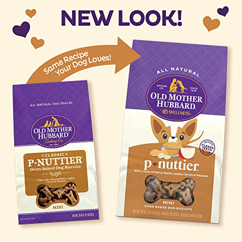 Old Mother Hubbard by Wellness Classic P-Nuttier Natural Dog Treats, Crunchy Oven-Baked Biscuits, Ideal for Training, Mini Size, 20 ounce bag